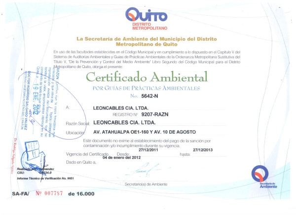 Certificado Ambiental